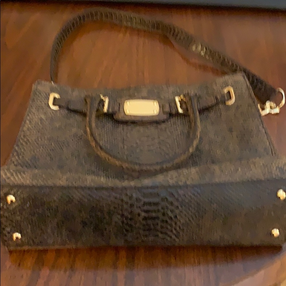 Michael Kors brown leather snakeprint tote